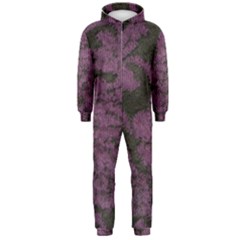 Purple Black Red Fabric Textile Hooded Jumpsuit (men)  by Celenk