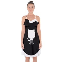 Logo Icon Github Ruffle Detail Chiffon Dress by Celenk