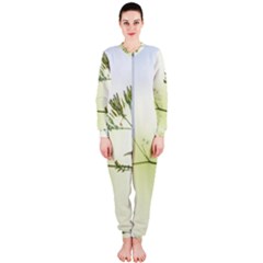 Spring Plant Nature Blue Green Onepiece Jumpsuit (ladies)  by Celenk