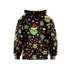 Grinch Pattern Kids  Pullover Hoodie by Valentinaart