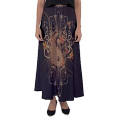 The Sign Ying And Yang With Floral Elements Flared Maxi Skirt by FantasyWorld7