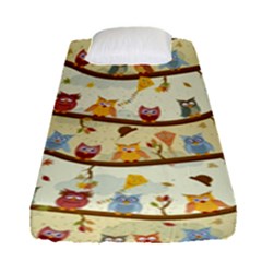 Autumn Owls Pattern Fitted Sheet (single Size) by Celenk