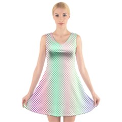 Pattern V-neck Sleeveless Skater Dress by gasi