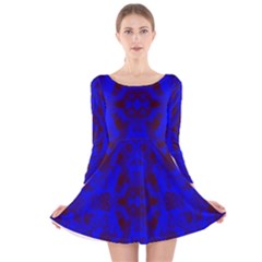 Pattern Long Sleeve Velvet Skater Dress by gasi