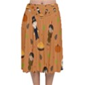 Pilgrims and Indians pattern - Thanksgiving Velvet Flared Midi Skirt View1