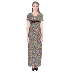 Pattern Short Sleeve Maxi Dress by gasi