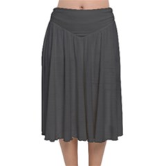 Black Carbon Fiber Velvet Flared Midi Skirt by PodArtist