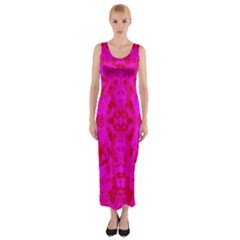 Pattern Fitted Maxi Dress by gasi