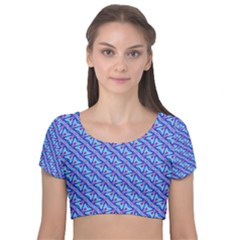 Pattern Velvet Short Sleeve Crop Top  by gasi