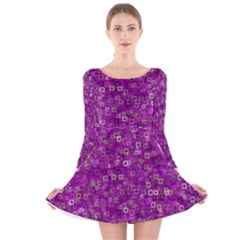 Pattern Long Sleeve Velvet Skater Dress by gasi