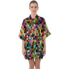 Pattern Quarter Sleeve Kimono Robe by gasi