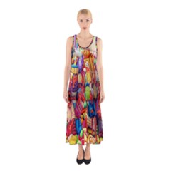 Guatemala Art Painting Naive Sleeveless Maxi Dress by Celenk