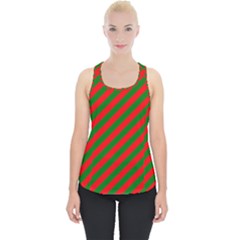 Red And Green Christmas Candycane Stripes Piece Up Tank Top by PodArtist