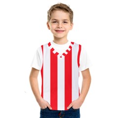 Wide Red And White Christmas Cabana Stripes Kids  Sportswear by PodArtist