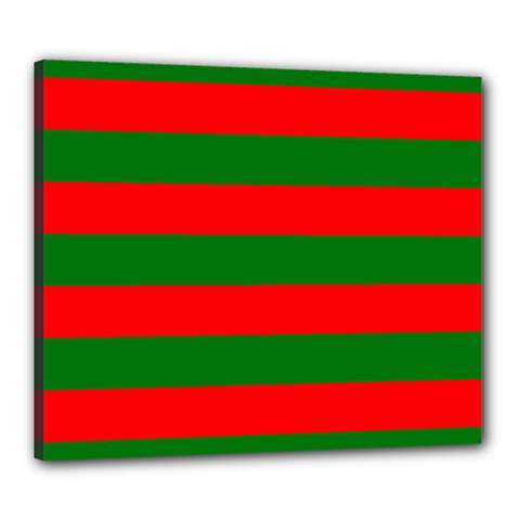 Red And Green Christmas Cabana Stripes Canvas 24  X 20  by PodArtist