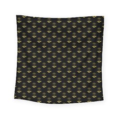 Gold Scales Of Justice On Black Repeat Pattern All Over Print  Square Tapestry (small) by PodArtist