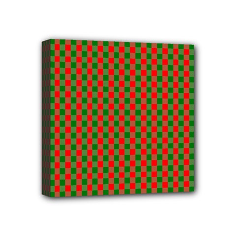 Large Red And Green Christmas Gingham Check Tartan Plaid Mini Canvas 4  X 4  by PodArtist