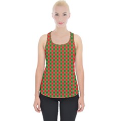 Large Red And Green Christmas Gingham Check Tartan Plaid Piece Up Tank Top by PodArtist