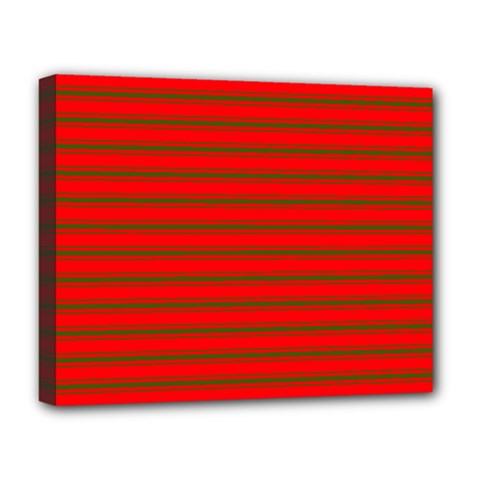 Christmas Red And Green Bedding Stripes Deluxe Canvas 20  X 16   by PodArtist