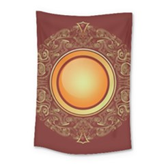 Badge Gilding Sun Red Oriental Small Tapestry by Celenk