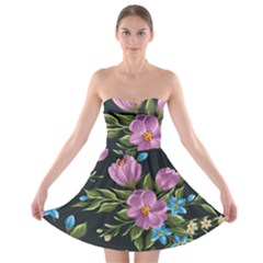 Beautiful Floral Pattern Strapless Bra Top Dress by allthingseveryone