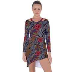 Aboriginal Art - Waterholes Asymmetric Cut-out Shift Dress by hogartharts