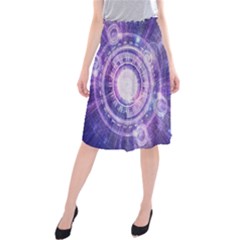 Blue Fractal Alchemy Hud For Bending Hyperspace Midi Beach Skirt by jayaprime