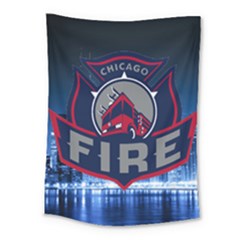 Chicago Fire With Skyline Medium Tapestry by allthingseveryone