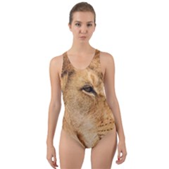 Big Male Lion Looking Right Cut-out Back One Piece Swimsuit by Ucco