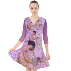 Violets For The Birds  Quarter Sleeve Front Wrap Dress	 by pastpresents