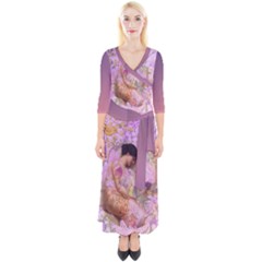 Violets For The Birds  Quarter Sleeve Wrap Maxi Dress by pastpresents