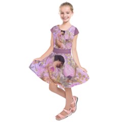 Violets For The Birds  Kids  Short Sleeve Dress by pastpresents