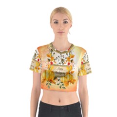 Happy Thanksgiving With Pumpkin Cotton Crop Top by FantasyWorld7