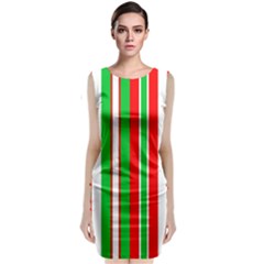 Christmas Holiday Stripes Red Classic Sleeveless Midi Dress by Celenk