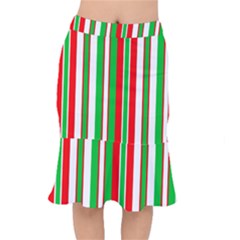 Christmas Holiday Stripes Red Mermaid Skirt by Celenk