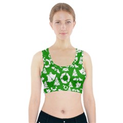 Green White Backdrop Background Card Christmas Sports Bra With Pocket by Celenk