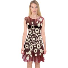 Background Star Red Abstract Capsleeve Midi Dress by Celenk