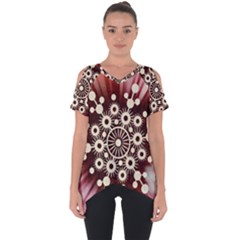 Background Star Red Abstract Cut Out Side Drop Tee by Celenk