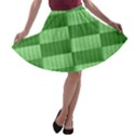 Wool Ribbed Texture Green Shades A-line Skater Skirt View1