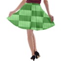 Wool Ribbed Texture Green Shades A-line Skater Skirt View2