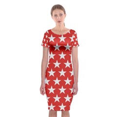 Star Christmas Advent Structure Classic Short Sleeve Midi Dress by Celenk