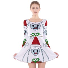 Yeti Xmas Long Sleeve Velvet Skater Dress by Valentinaart