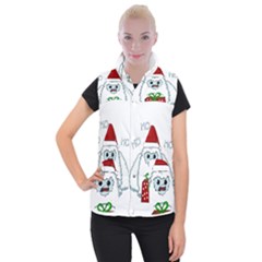 Yeti Xmas Women s Button Up Puffer Vest by Valentinaart