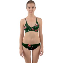 Pug Xmas Pattern Wrap Around Bikini Set by Valentinaart