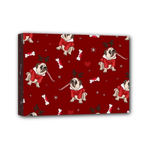 Pug Xmas Pattern Mini Canvas 7  X 5  by Valentinaart