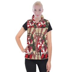 Karl Marx Santa  Women s Button Up Puffer Vest by Valentinaart