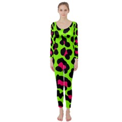 Neon Green Leopard Print Long Sleeve Catsuit by allthingseveryone