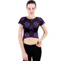 Purple Pisces On Black Background Crew Neck Crop Top View1