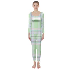 Green Pastel Plaid Long Sleeve Catsuit by allthingseveryone