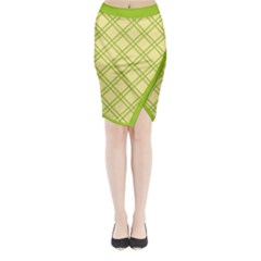 Tartan (yellow And Green)  Midi Wrap Pencil Skirt by berwies